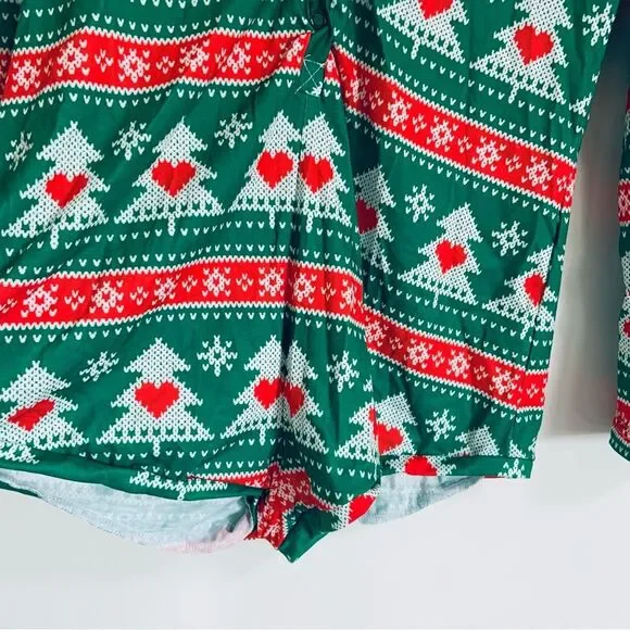 Yandy Green Christmas Tree Romper Pajamas Sleepwear Button Size XL - Picture 6 of 9